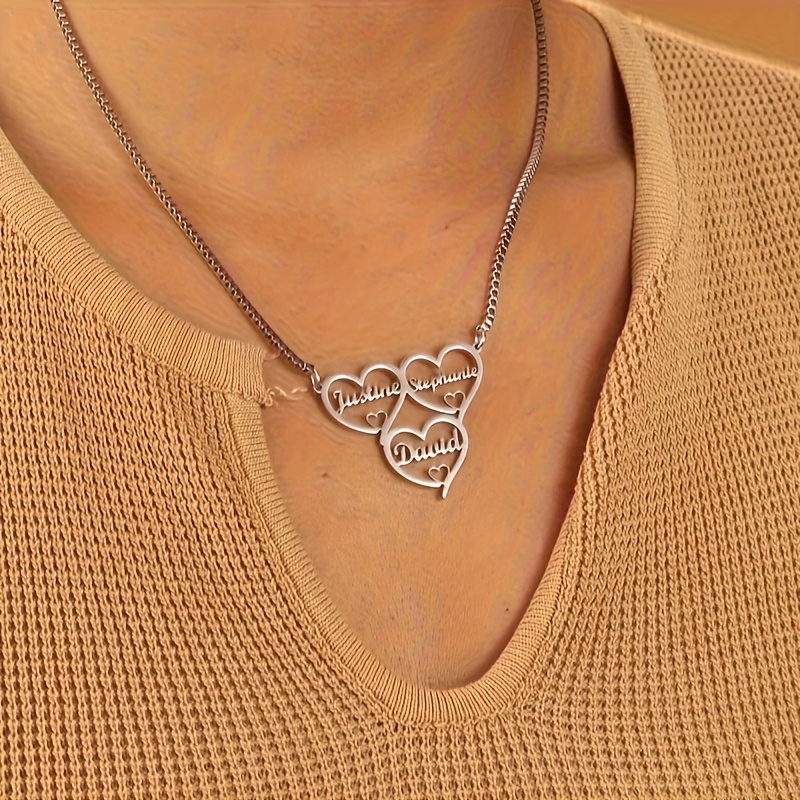 Personalized Stainless Steel Heart Name Necklace, Custom Gift
